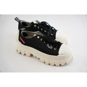 Palladium Revolt Lo TX Womens 8 Black White Canvas Platform Sneakers 97243-016-M